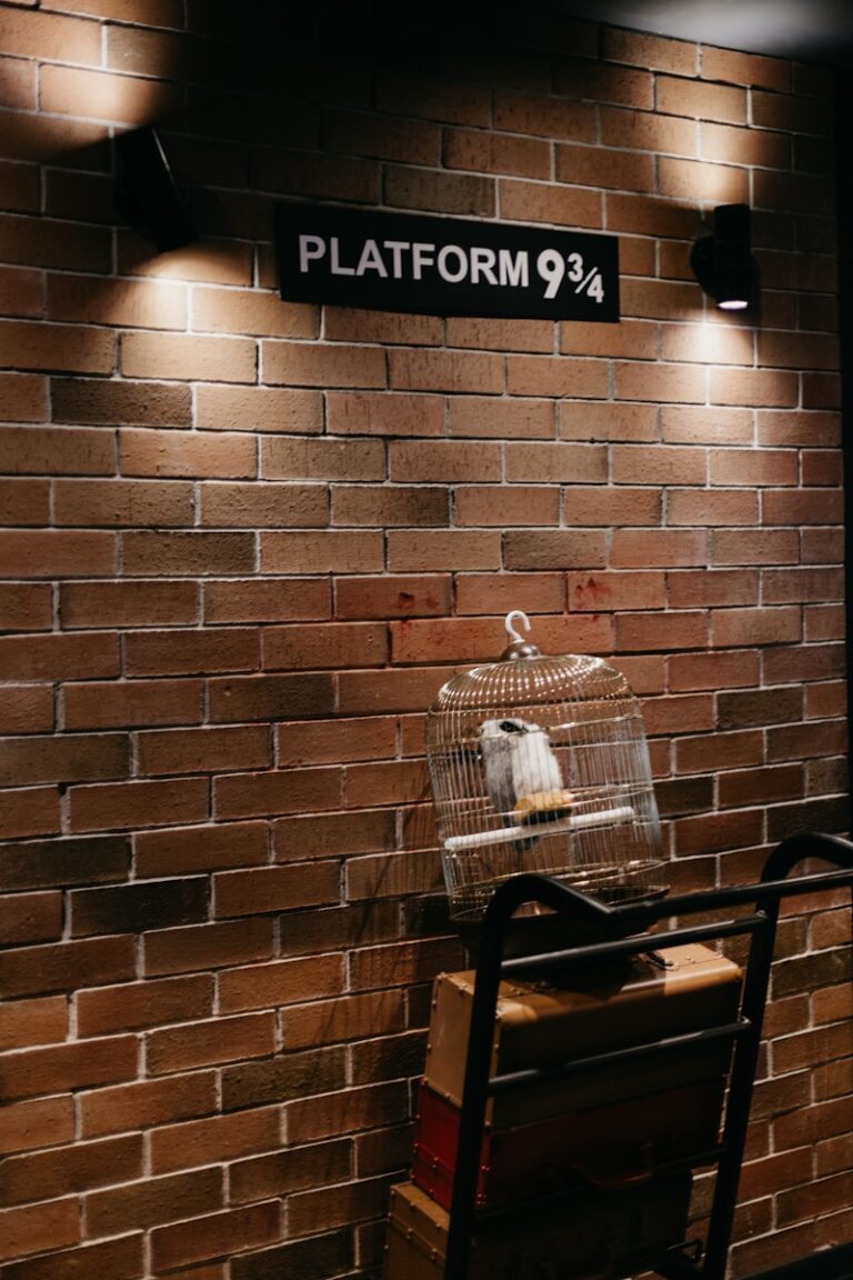 我愛哈利波特 black metal armchair beside brown brick wall